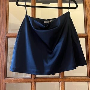 Abercrombie & Fitch Deep Blue Satin A-Line Skirt
